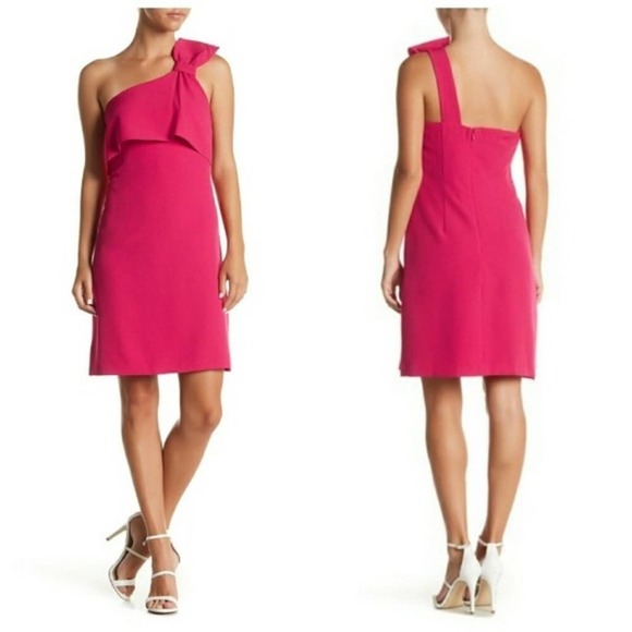 Adrianna Papell Pink One Shoulder Cocktail Dress 2 - Picture 1 of 11